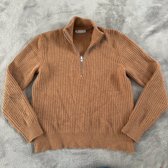Everlane 100% Wool Half Zip Pullover Sweater Men's size MEDIUM Tan - Picture 1 of 7